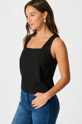 Black Linen Blend Cami Top